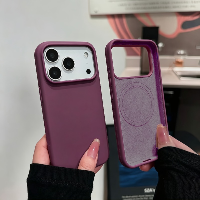 Liquid Silicone Magnetic Phone Case - iPhone 18 Pro Max、17、16、15、14、13に対応。液状シリコン製で、手に馴染むソフトな触感。磁石内蔵で、耐衝撃性と傷防止機能を備えた保護ケース。