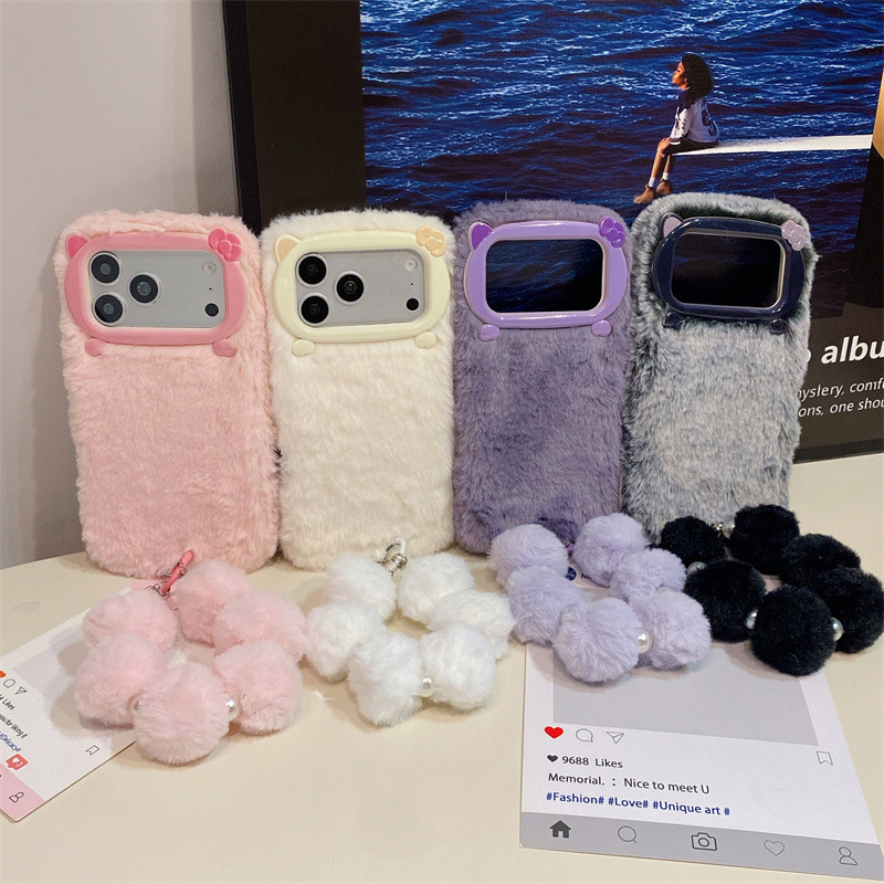 高級感のある無地のファー素材のプラッシュフォンケース iPh - Phone Cases のレビューと価格
